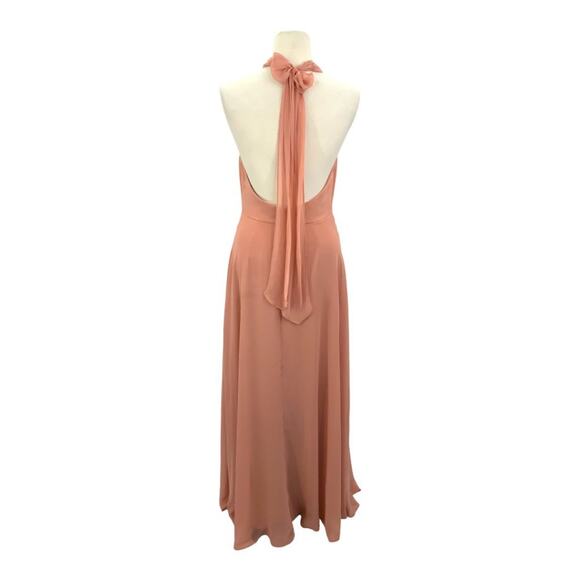 After Six Halter Neck Charmeuse & Crepe Gown Dusty Rose Size 8 - Picture 5 of 6
